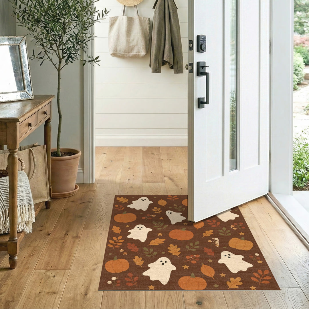 Ghost Pumpkin Halloween Washable Area Rug