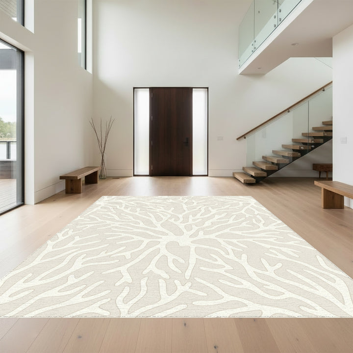 Cream Coral Branch Repeat Rug