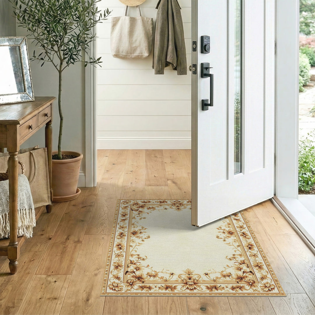 Beige Floral Vintage Area Rug