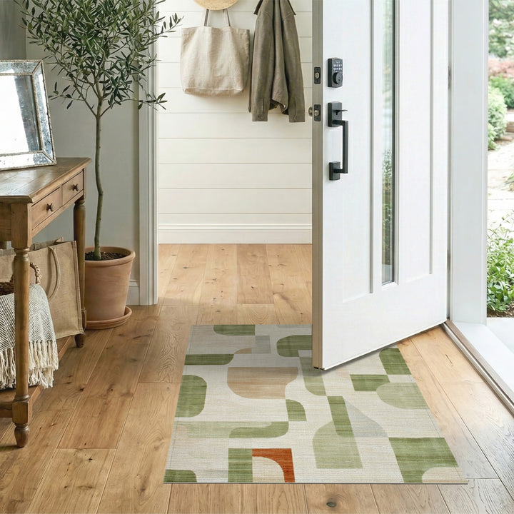 ODIKA Sage Green Abstract Area Rug