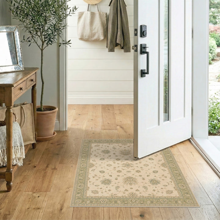 Beige Floral Vintage Area Rug