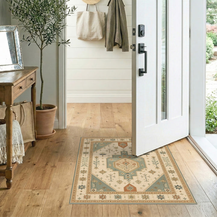 Beige and Neutral Heritage Tribal Beige Area Rug