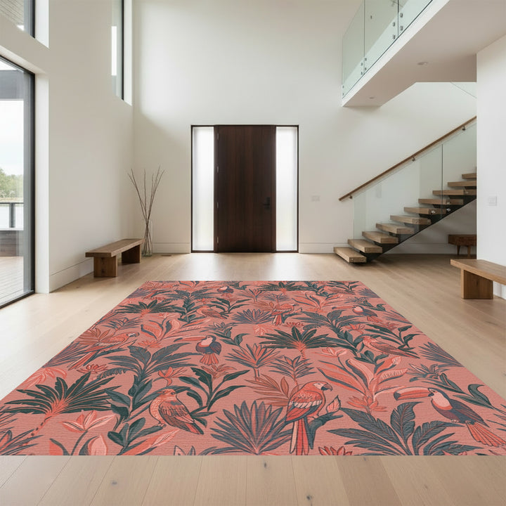 Tropical Birds and Lush Foliage Rug