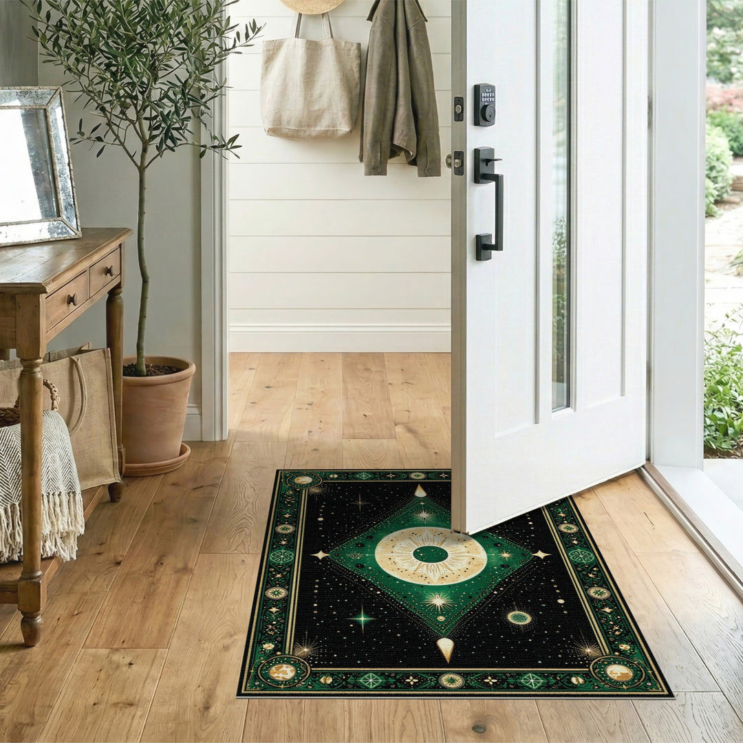 Celestial Green Eye Geometric Area Rug