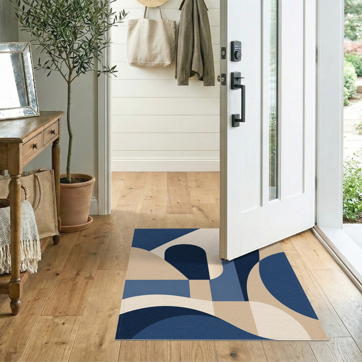 Navy Blue Geometric Area Rug