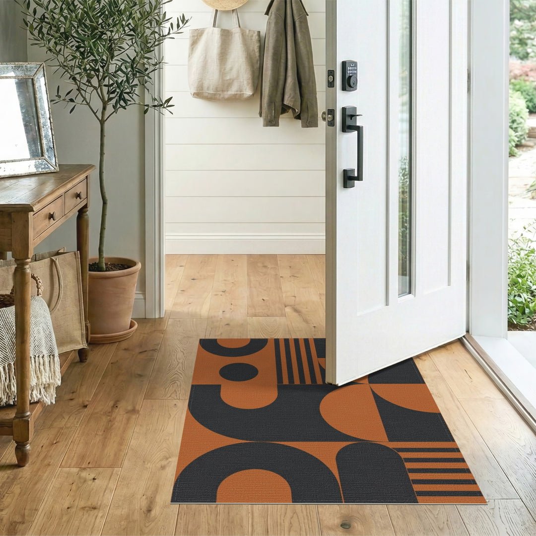 Orange Geometric Modern Area Rug