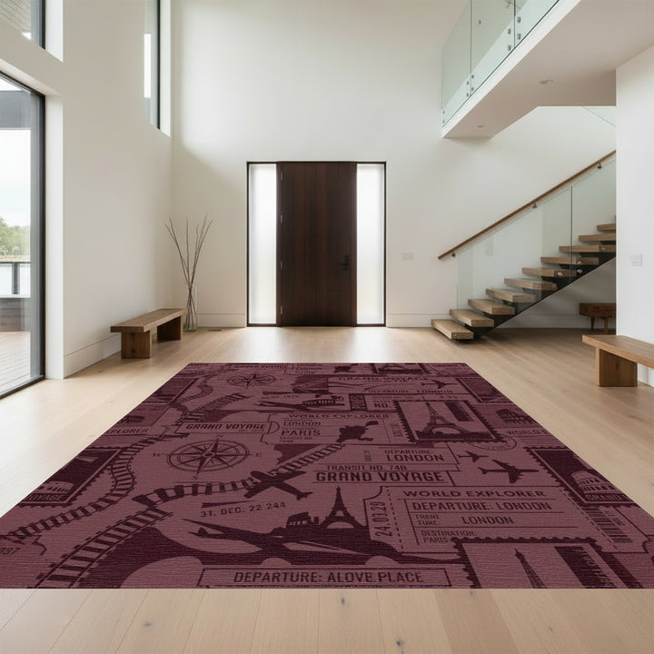 Grand Voyage Air Travel Stamps Rug