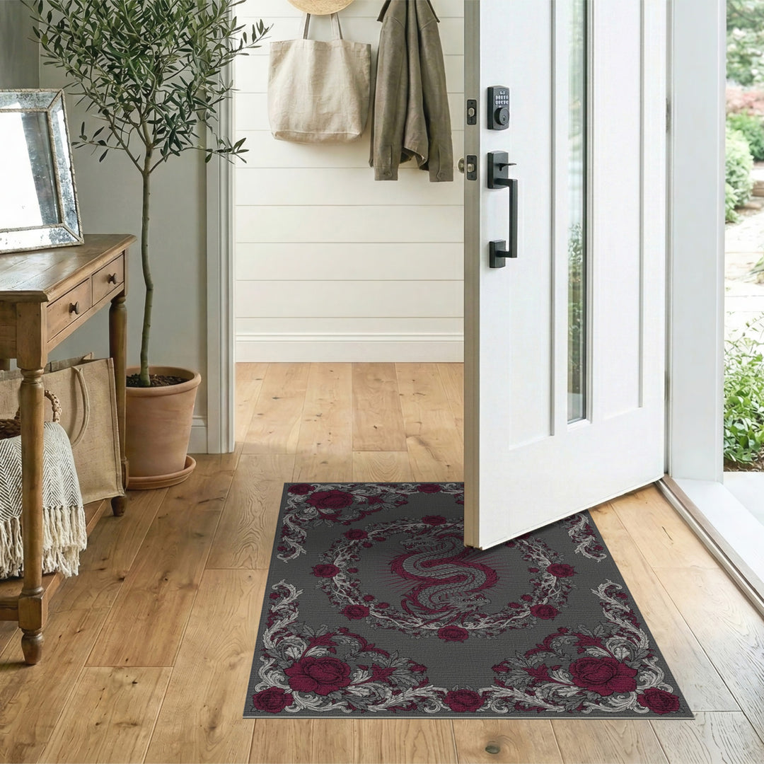 Red Dragon Rose Area Rug