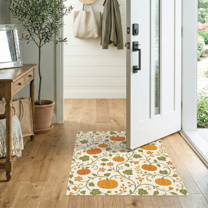 Fruit Pattern Pumpkin Orange Pumpkin Vine Area Rug