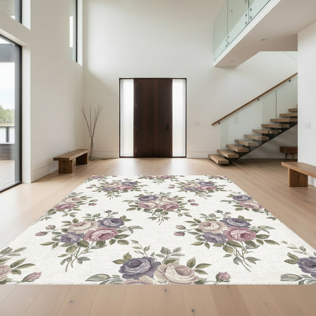 Vintage Rose Garland Floral Arrangement Rug
