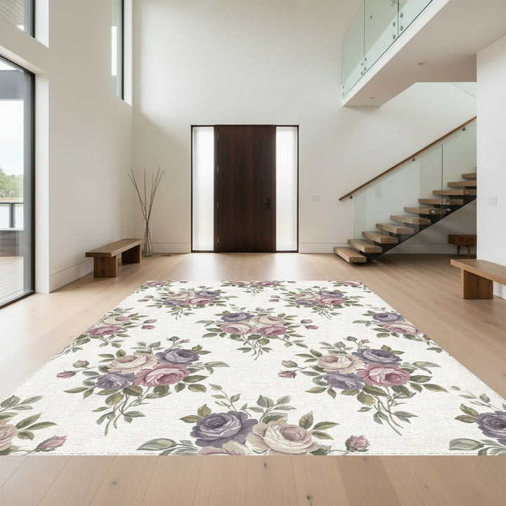 Vintage Rose Garland Floral Arrangement Rug