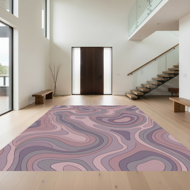 Dusty Rose Topographic Wave Rug