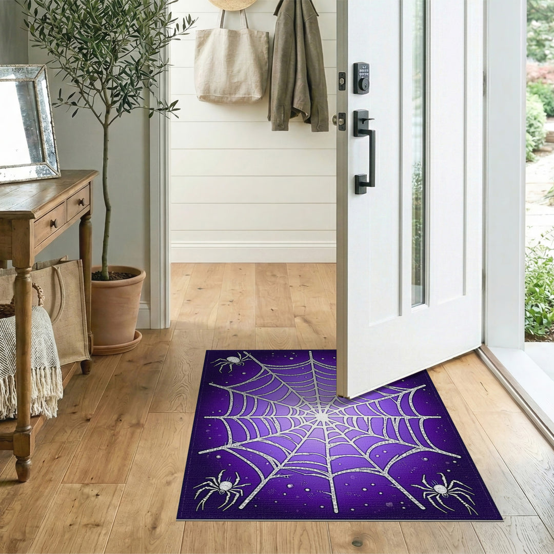 Geometric Modern Purple Spider Web Area Rug