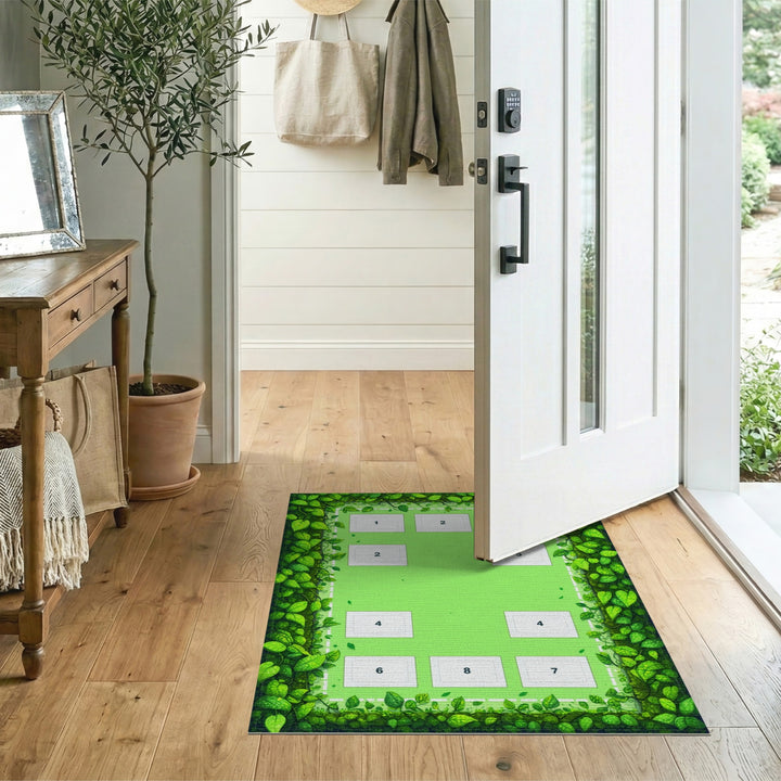 Green Leaf Border Kids Area Rug