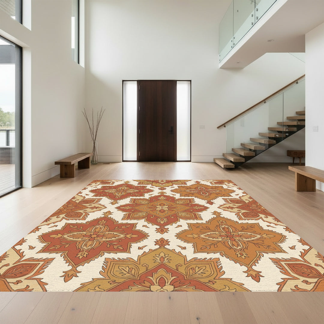 Earthy Tone Ornate Medallion Rug