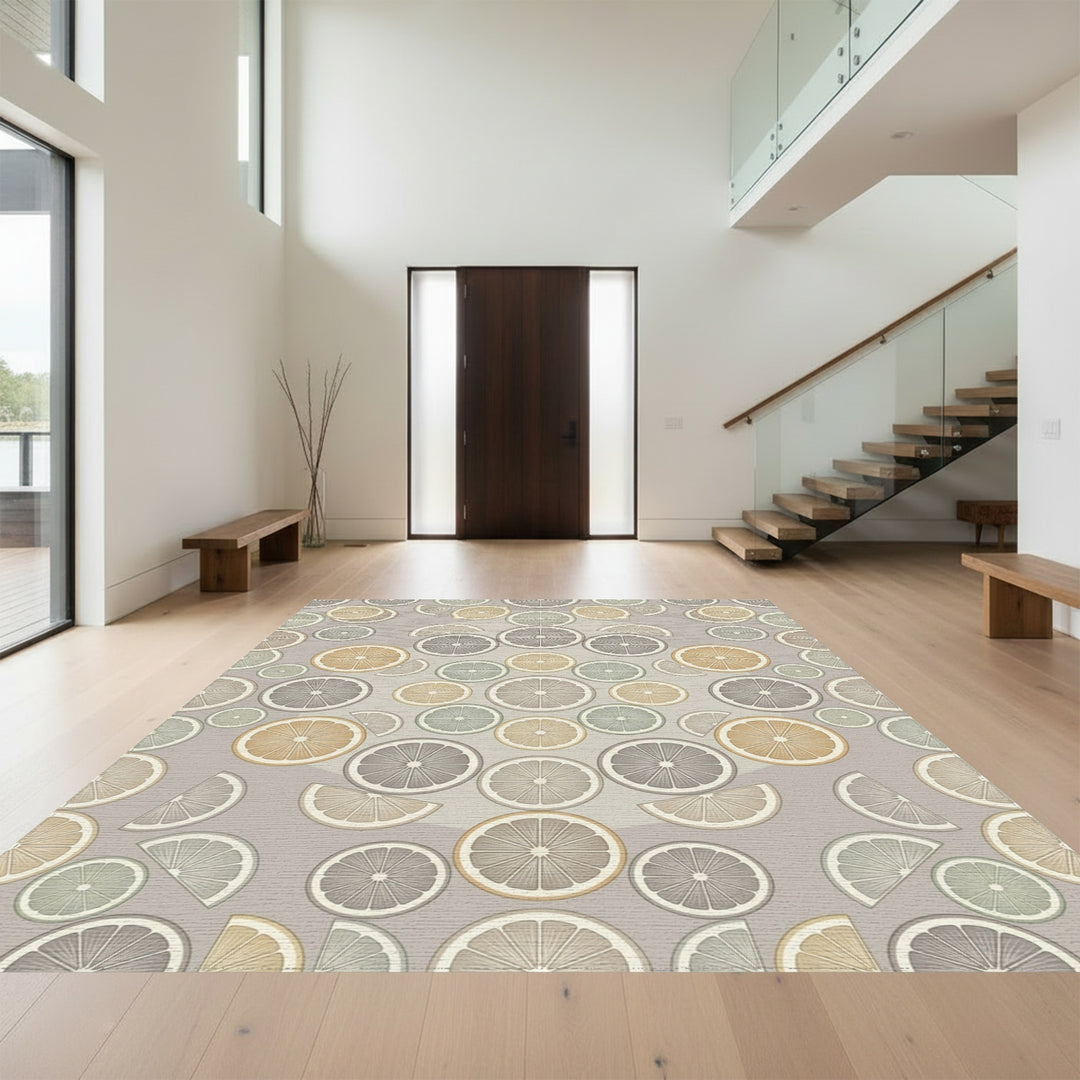 Citrus Slices Textured Neutral Color Rug