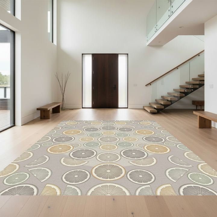Citrus Slices Textured Neutral Color Rug