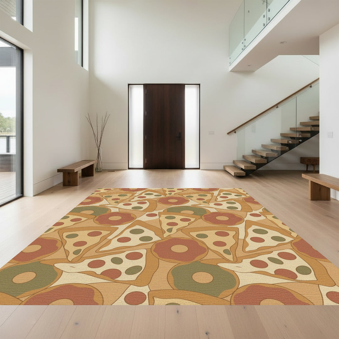 Retro Foodie Slice And Doughnut Collage Rug