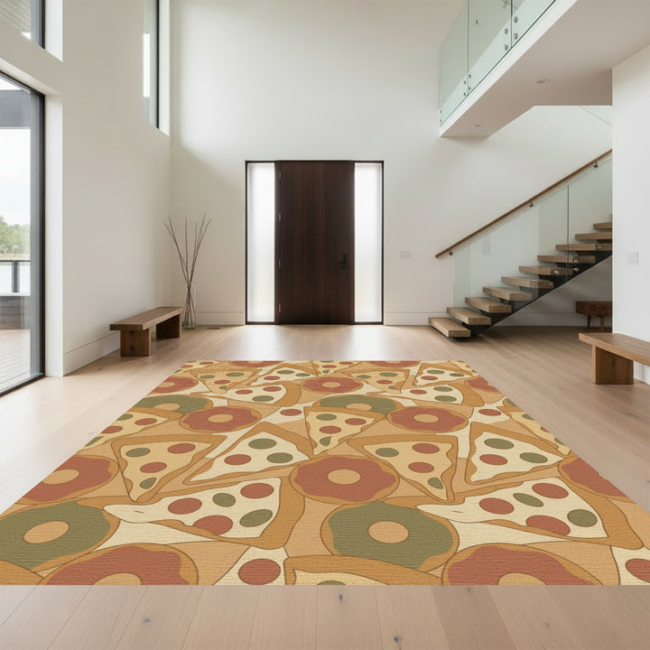 Retro Foodie Slice And Doughnut Collage Rug