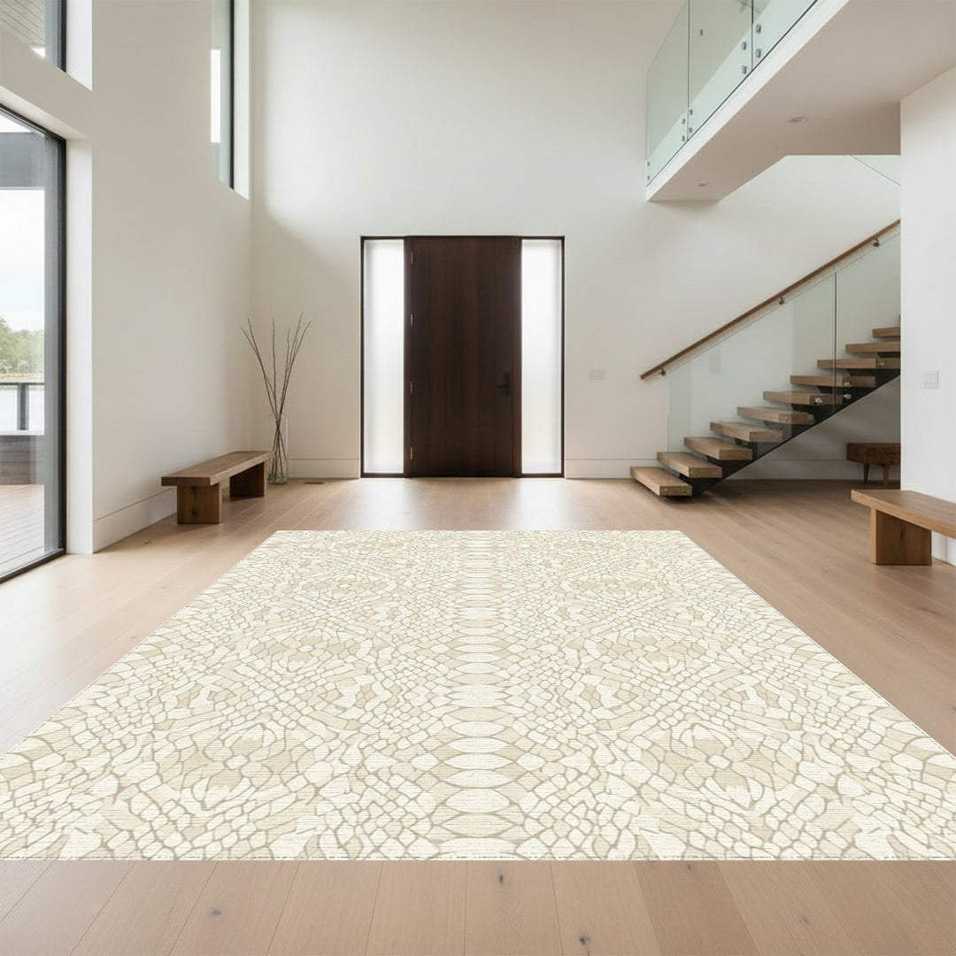 Neutral Cream Snake Skin Texture Rug