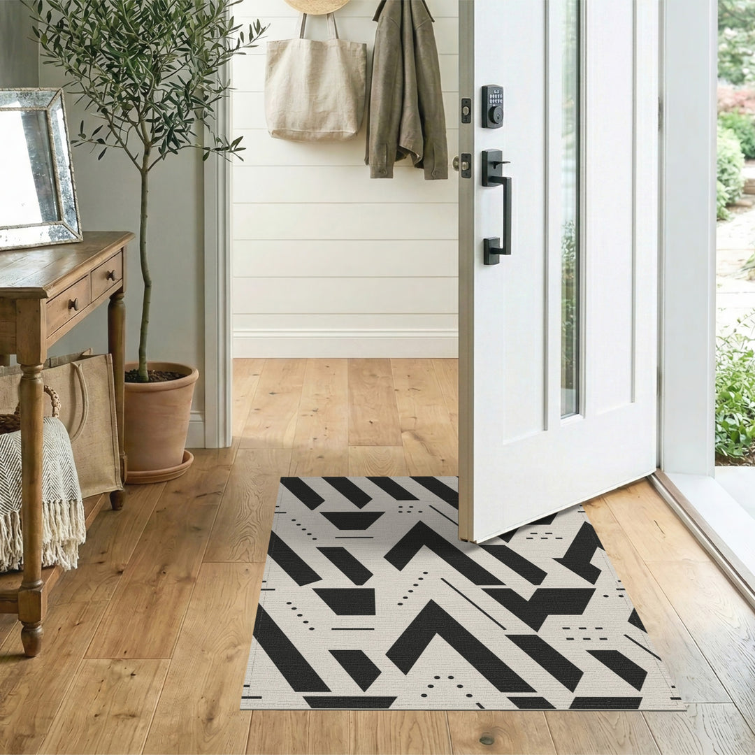 Black White Geometric Area Rug