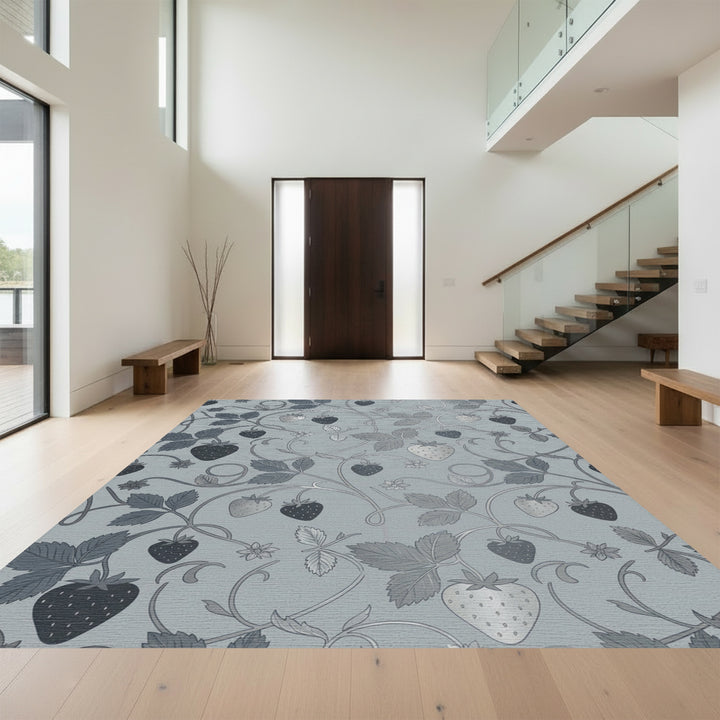 Gray Strawberry Vine Garden Rug