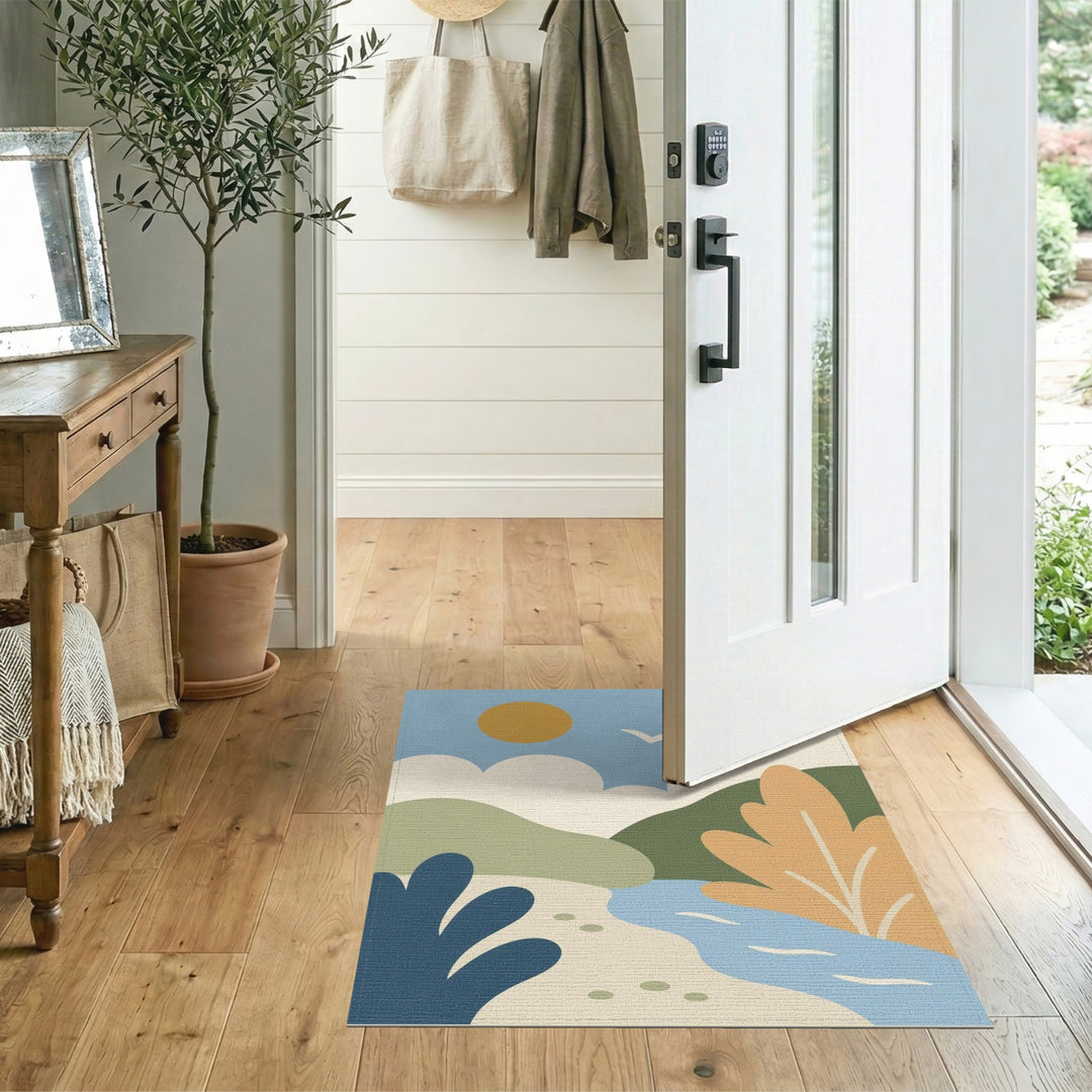Abstract Coastal Landscape Area Rug