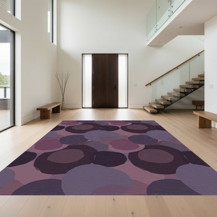 Muted Plum Circles Overlapping Layers Rug