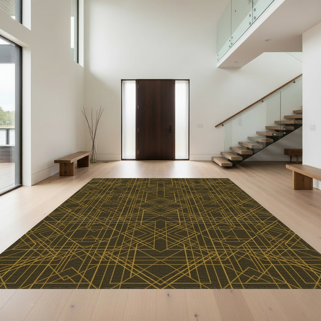 Gold Geometric Art Deco Lines Rug