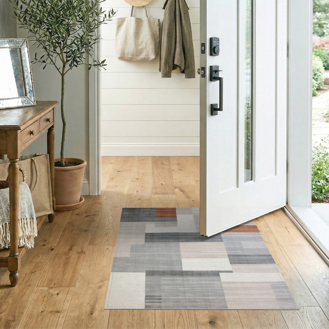 Grey Geometric Modern Area Rug
