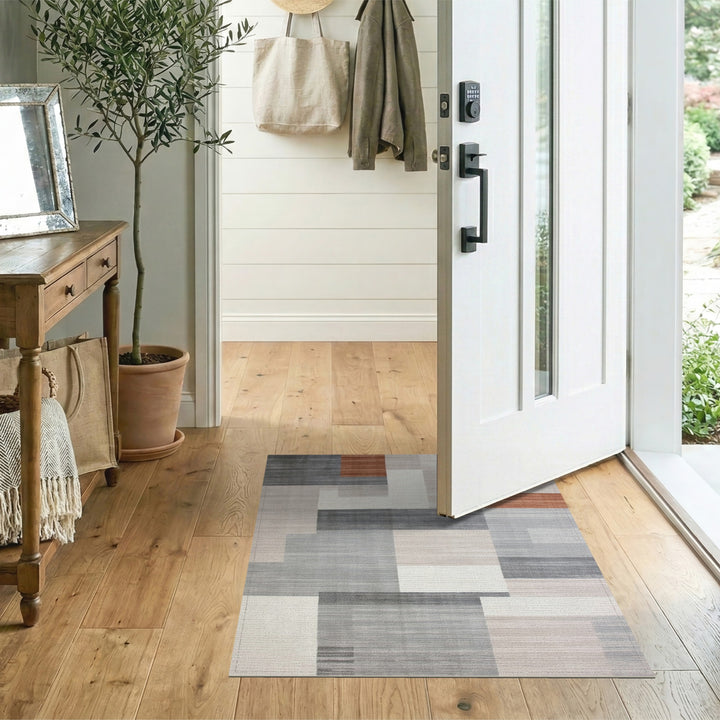 Grey Geometric Modern Area Rug