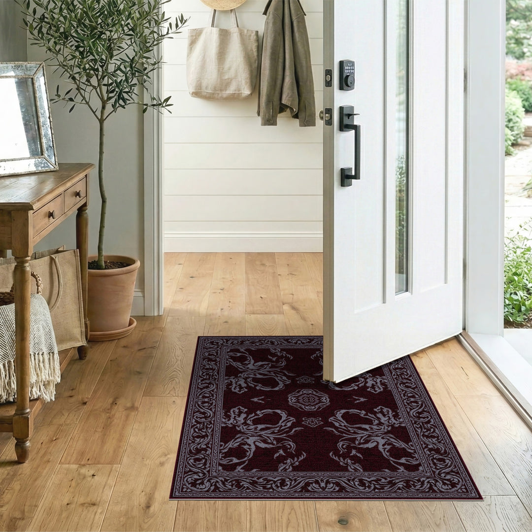 Traditional Persian Red Deep Red Traditional Persian Area Rug