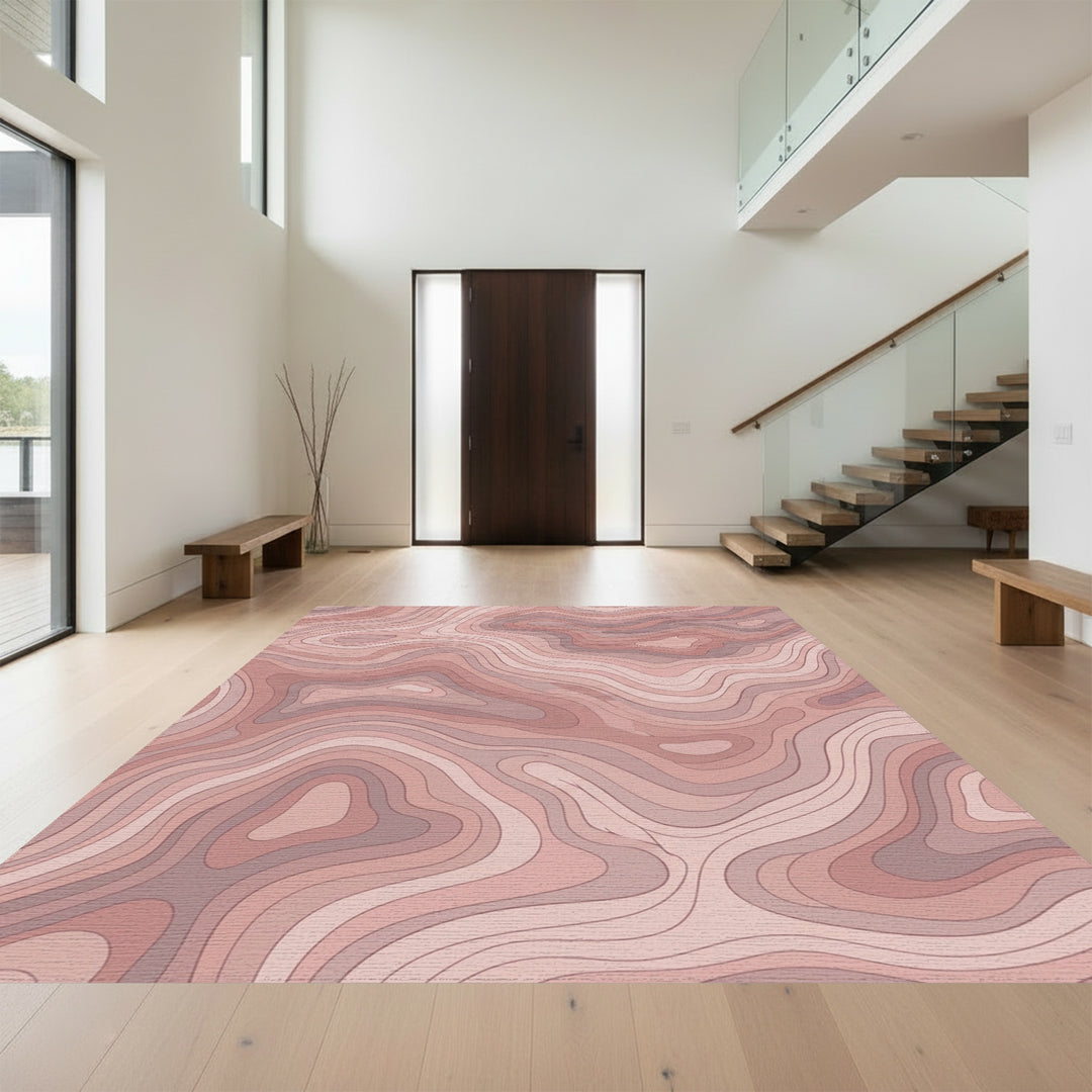 Blush Contour Topographic Waves Rug