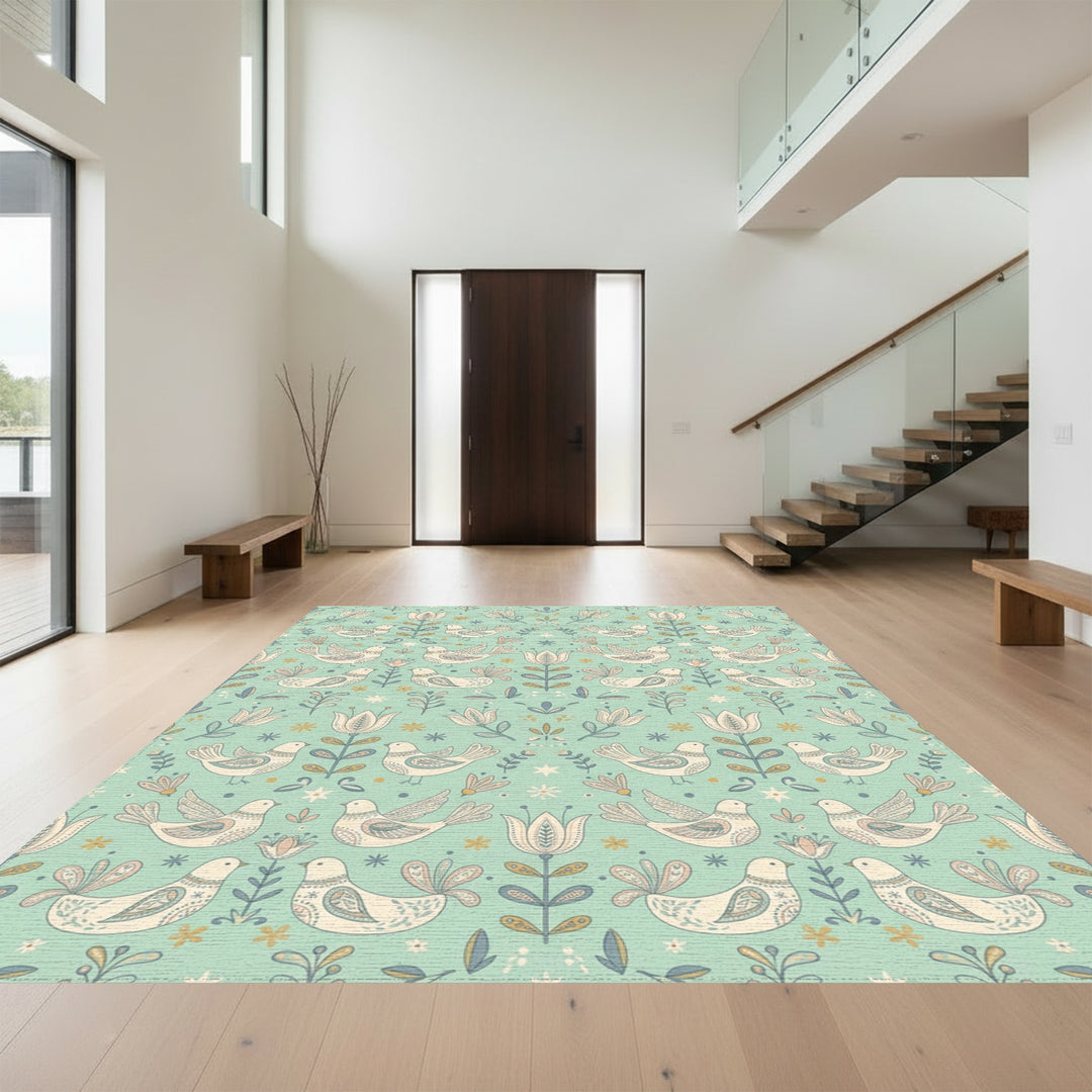 Sweet Dove Floral Folk Rug