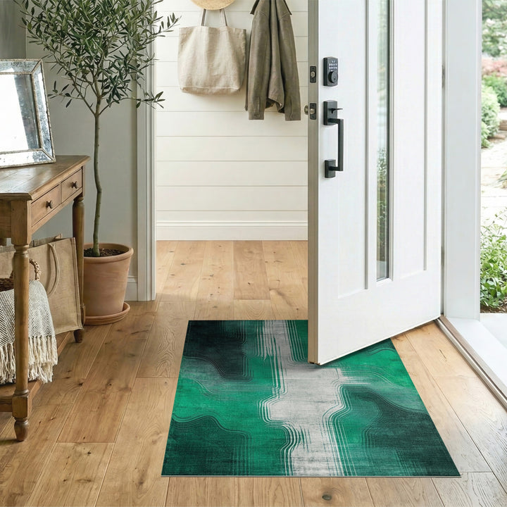 Green Abstract Area Rug