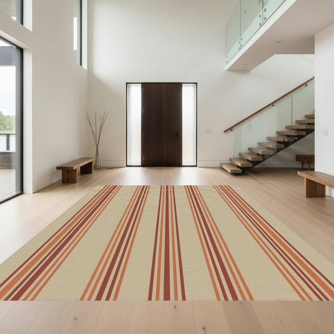 Earthy Terracotta Stripe Rug