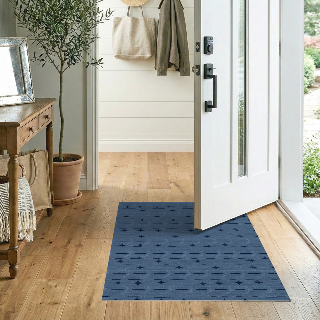 Geometric Modern Blue Geometric Star Area Rug