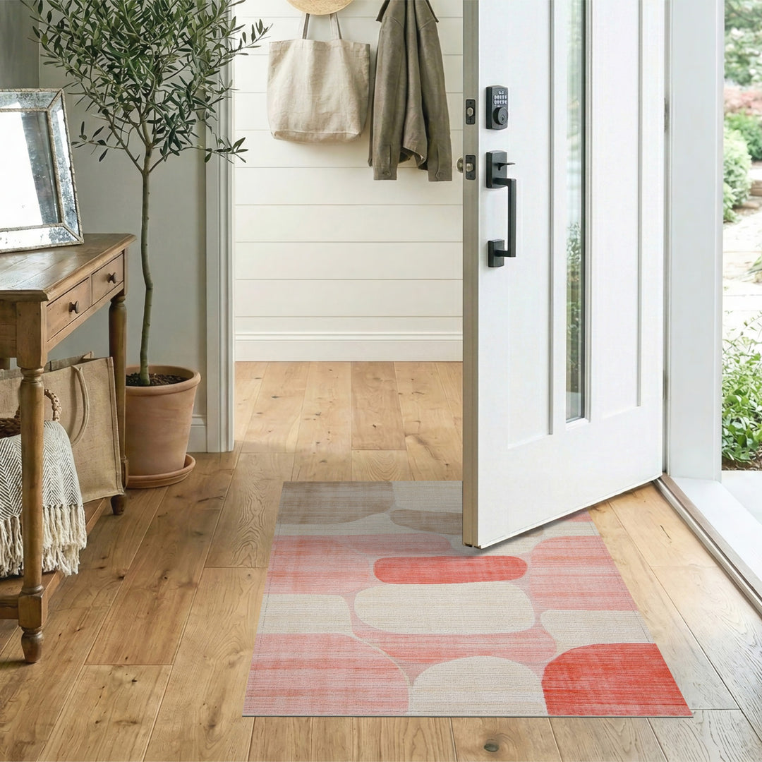 Blush Pink Abstract Pink Area Rug