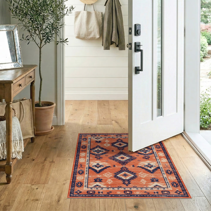 Orange Southwestern Geometric Area Rug