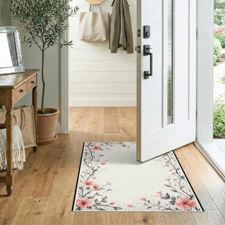 Pink Blossom Washable Area Rug