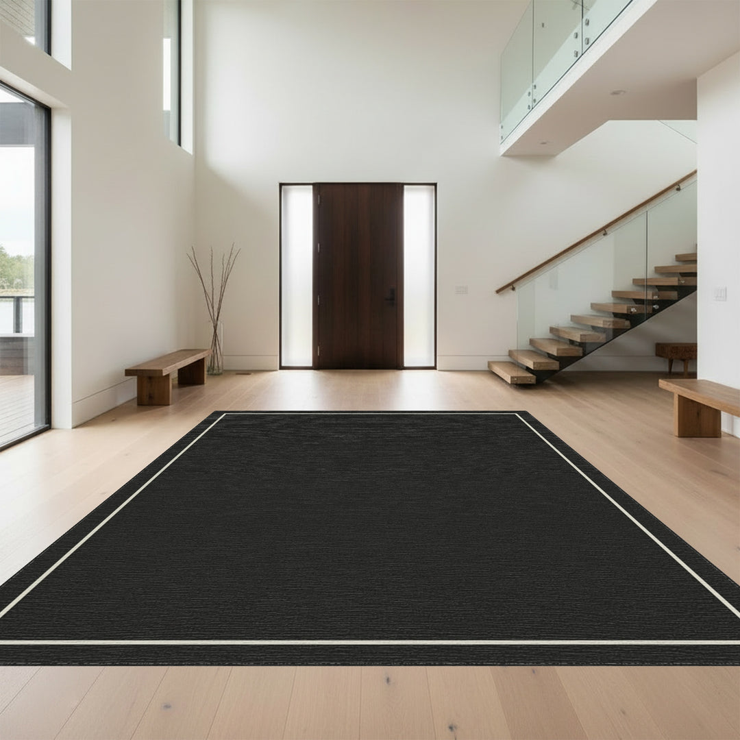 Dark Gray Minimalist Outline Square Rug