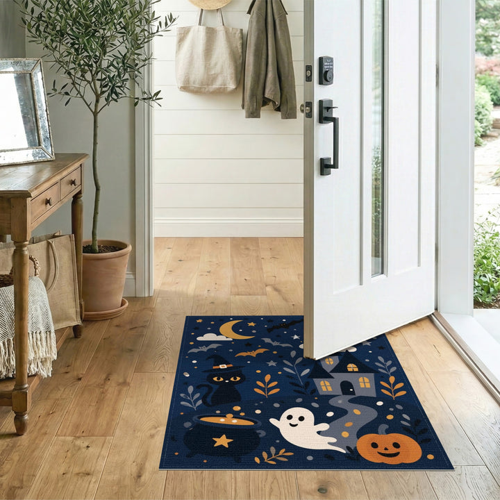 Halloween Witch Cat Area Rug