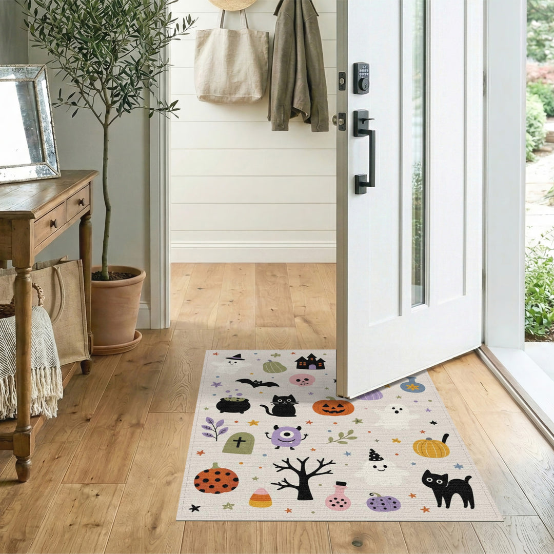 Halloween Cartoon Ghost Pumpkin Kids Rug