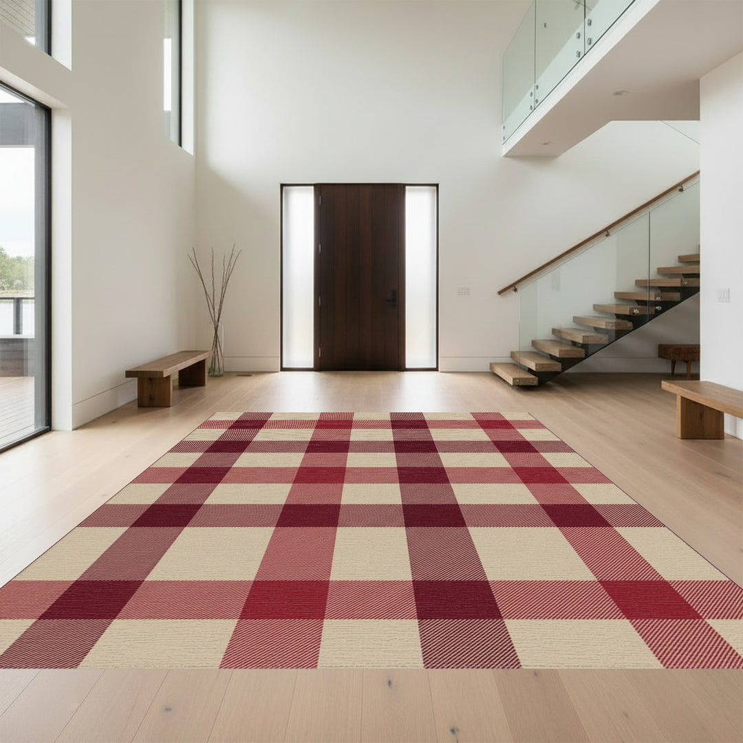 Crimson Sand Buffalo Check Rug