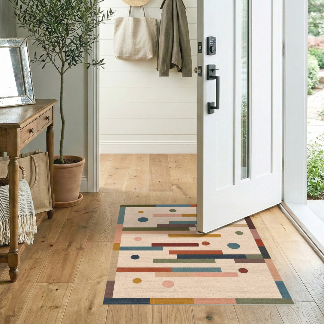 ODIKA Geometric Beige Multi-Color Area Rug