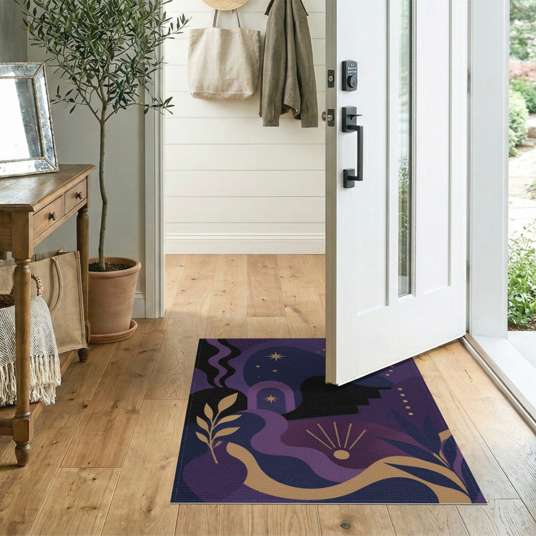 Celestial Purple Moon Phase Area Rug