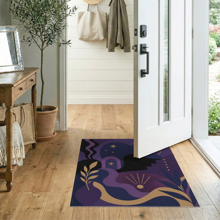 Celestial Purple Moon Phase Area Rug