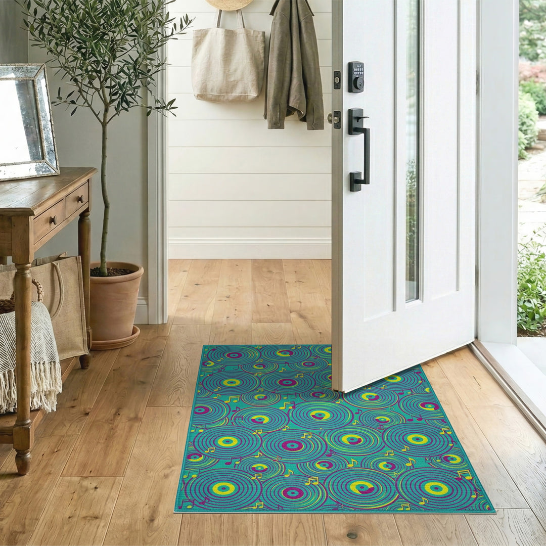 Vinyl Record Music Notes Area Rug