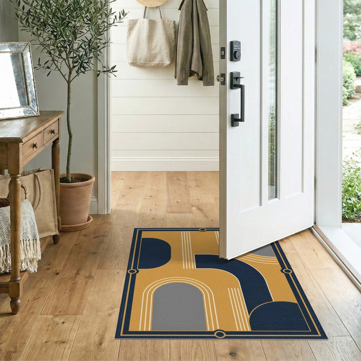Navy and Gold Geometric Area Rug