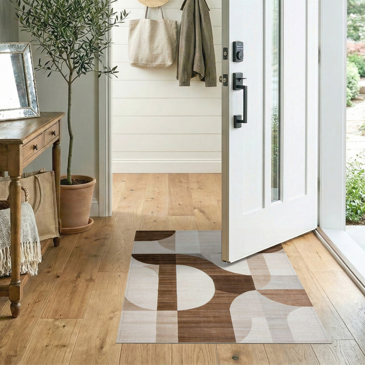 Modern Geometric Brown Area Rug